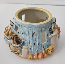 Yankee Candle Jar Large Shade Topper Kitchen Blues with fruit and canisters