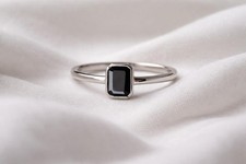 1 CT Black Onyx Engagement Ring 14k Yellow Gold Ring Radiant Minimalist Ring