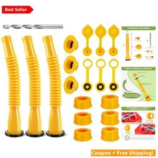3-Piece Gas Can Spout Replacement with Durable Anti-Spill Design, 8.1in
