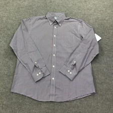 Brooks Brothers Shirt Mens Medium Red Blue Check Non-Iron Button Down Collar