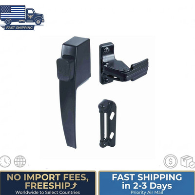 Push Button Screen Storm Door Latch Handle Set Night Lock Lever Metal Door Black
