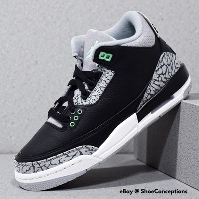 Nike Air Jordan 3 Retro (GS) Black Green Glow Wolf Gray DM0967-031 NEW