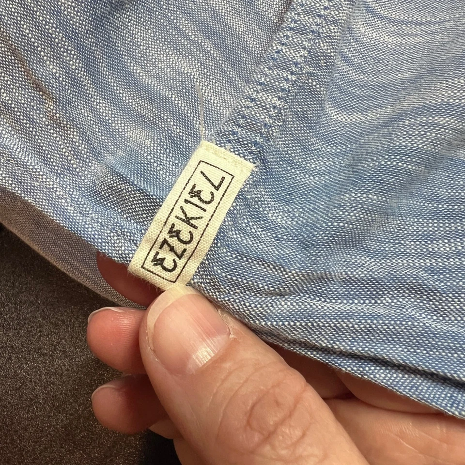 Ezekiel Mens XL Blue Heathered Striped Button Down Short Sleeve Casual Shirt - Image 4 of 4