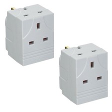 Block Socket Splitter Adaptor Multi Purpose 2 Way Gang Mains Wall UK Plug 2 PACK