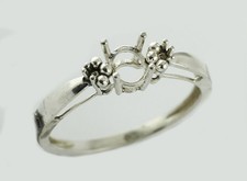 Semi Mount Oval Shape 5X4 MM Faceted Stackable Ring 925 Sterling Silver