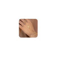 Valentines Day Gifts for Her Initial Hand Chain Bracelet for Women-14K Gold - 11