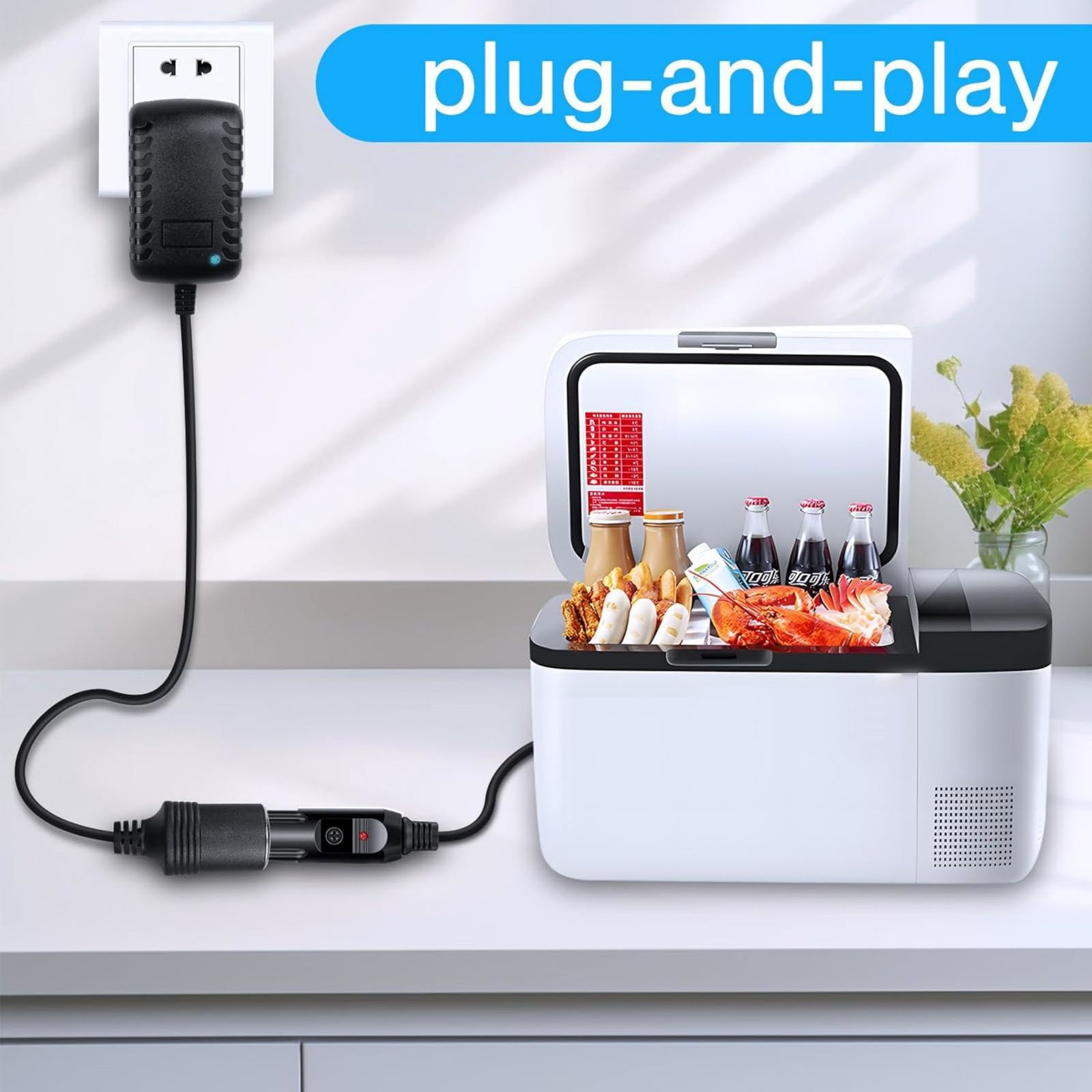 12V-2A Standard US 2-Pins Plug Car Cigarette Lighter Converter Socket Adapter