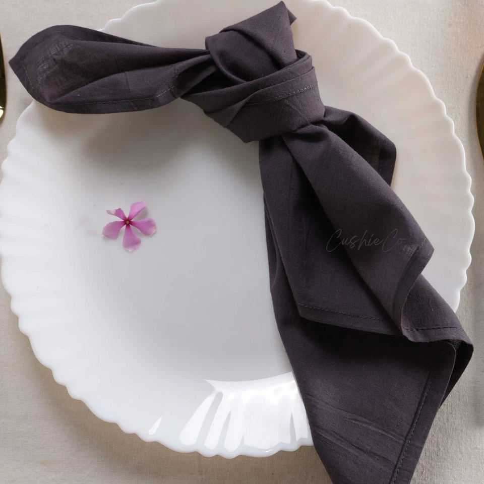 Wedding Napkin Charcoal Cotton Napkin Set of 20 Pc Table Decor,Bulk Napkin - Image 3 of 4