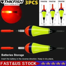 3PCS Weighted Balsa Spring Floats Wood Slip Bobber Spring Fishing Bobbers LED US