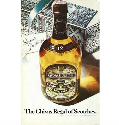 Print Ad Chivas Regal Blended Scotch Whisky 1970s Scotland Cocktail Bar Decor