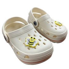 New Toddler Girls Size 7 Yellow Cream Clogs Slip On Sandal Shoe w Bee Charms