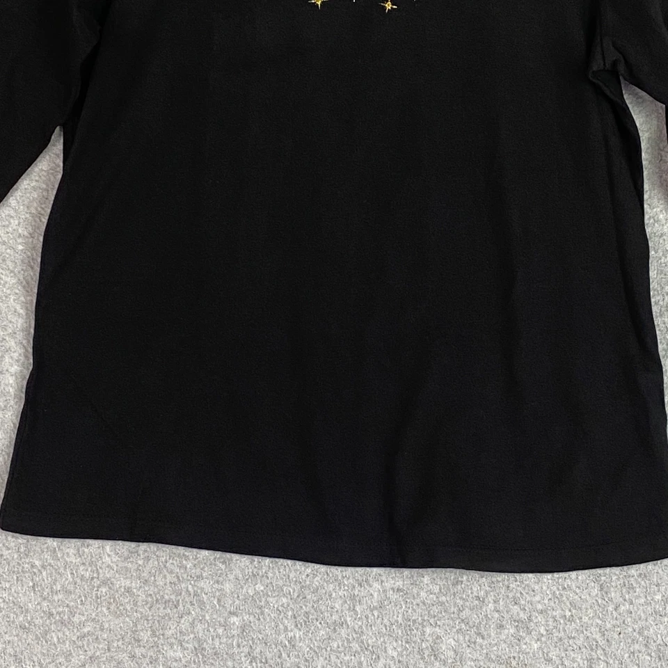 Top Gloria Vanderbilt para mujer pequeño negro plata dorado brillante pedrería tejido Foto 3 de 4