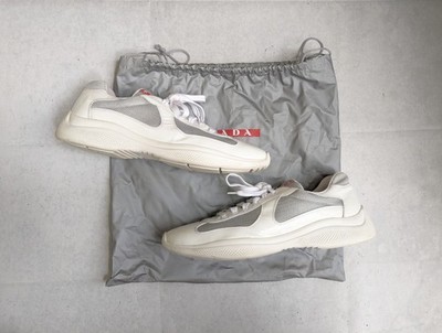 Prada America's Cup Sneakers White Patent Leather Silver Men US 13
