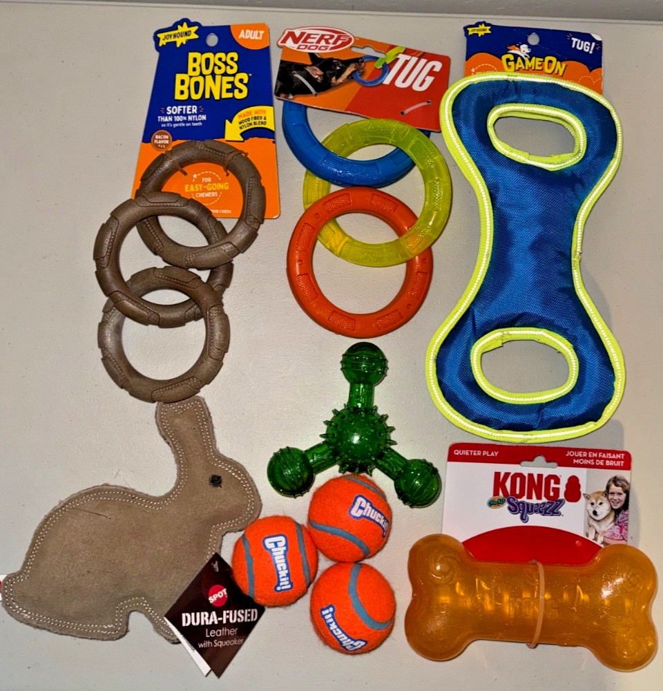 Chuck it SPOT Chew Bones KONGNerf Chew Ball Dog Toy Lot! 9 P