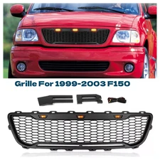 Front Grille For 1999-2003 F150 F-150 Raptor Style ABS Upgrade Grill W/LED Light