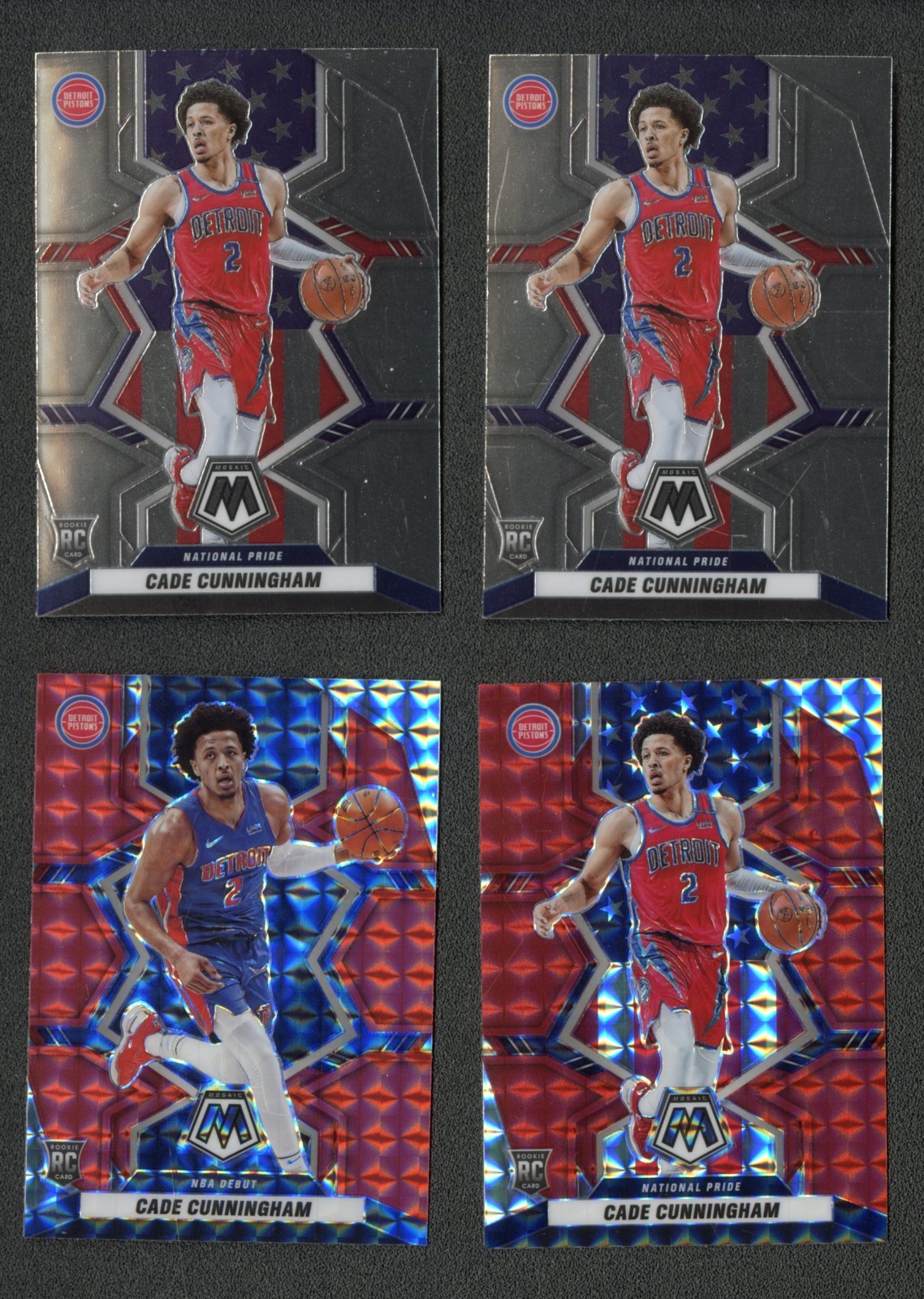 2021-2022 Panini Mosaic Lot of 4 Cade Cunningham Rookie Inserts Prizm Detroit