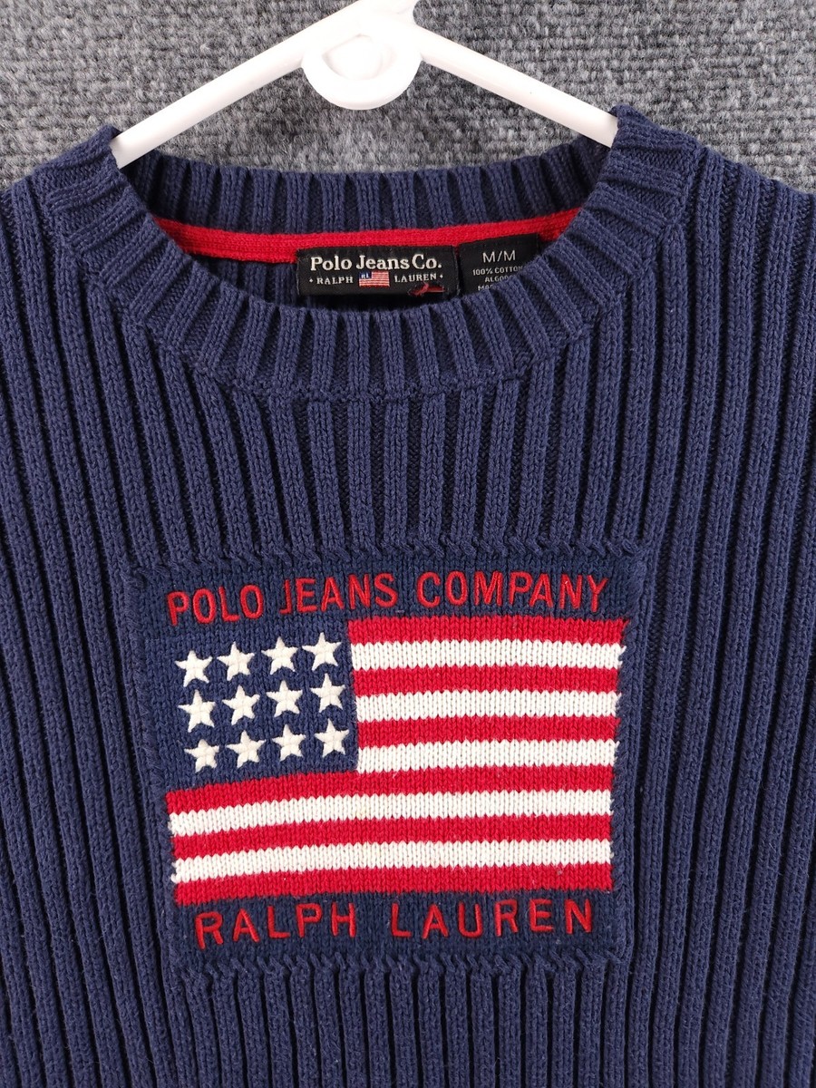 ラルフローレン LAUREN JEANS COMPANY ニット ■ECD001 Ralph Lauren Polo Jeans Red White Blue Flag Sweater USA Women