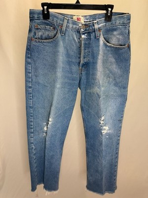 Levi's 501 Original Straight Leg Button Fly Distressed Jeans W34 L30