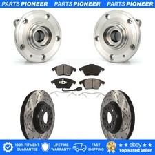 Front Hub Bearing Drill Slot Brake Rotor Pads Kit For Volkswagen Jetta Beetle CC