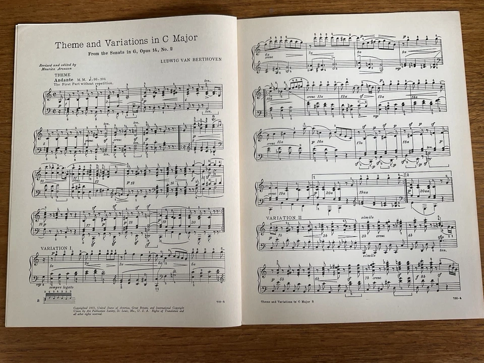Theme & Variations in C Major~Beethoven~700 Series~#751~Art Publication Society - Image 3 of 4