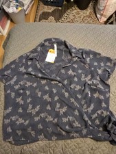 NWT Womens XXL Haute Fox Wrap Top Cap Sleeves in Indigo Made in USA 100% Poly