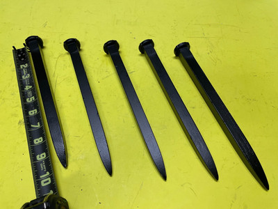 Set of five 10'' pulverizer harrow spike teeth with head - 5/8 diameter