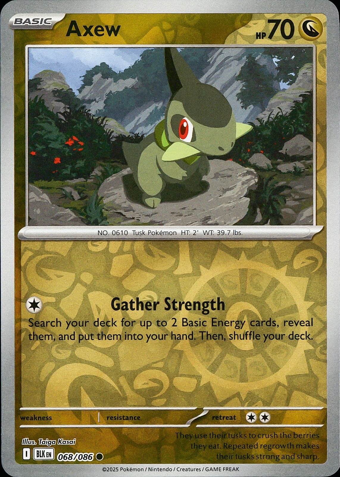 Axew Reverse Holo Common SV: Black Bolt 068/086 NM