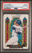 2021 Panini Prizm Mookie Betts Stained Glass-White Wave #SG-2 PSA 10