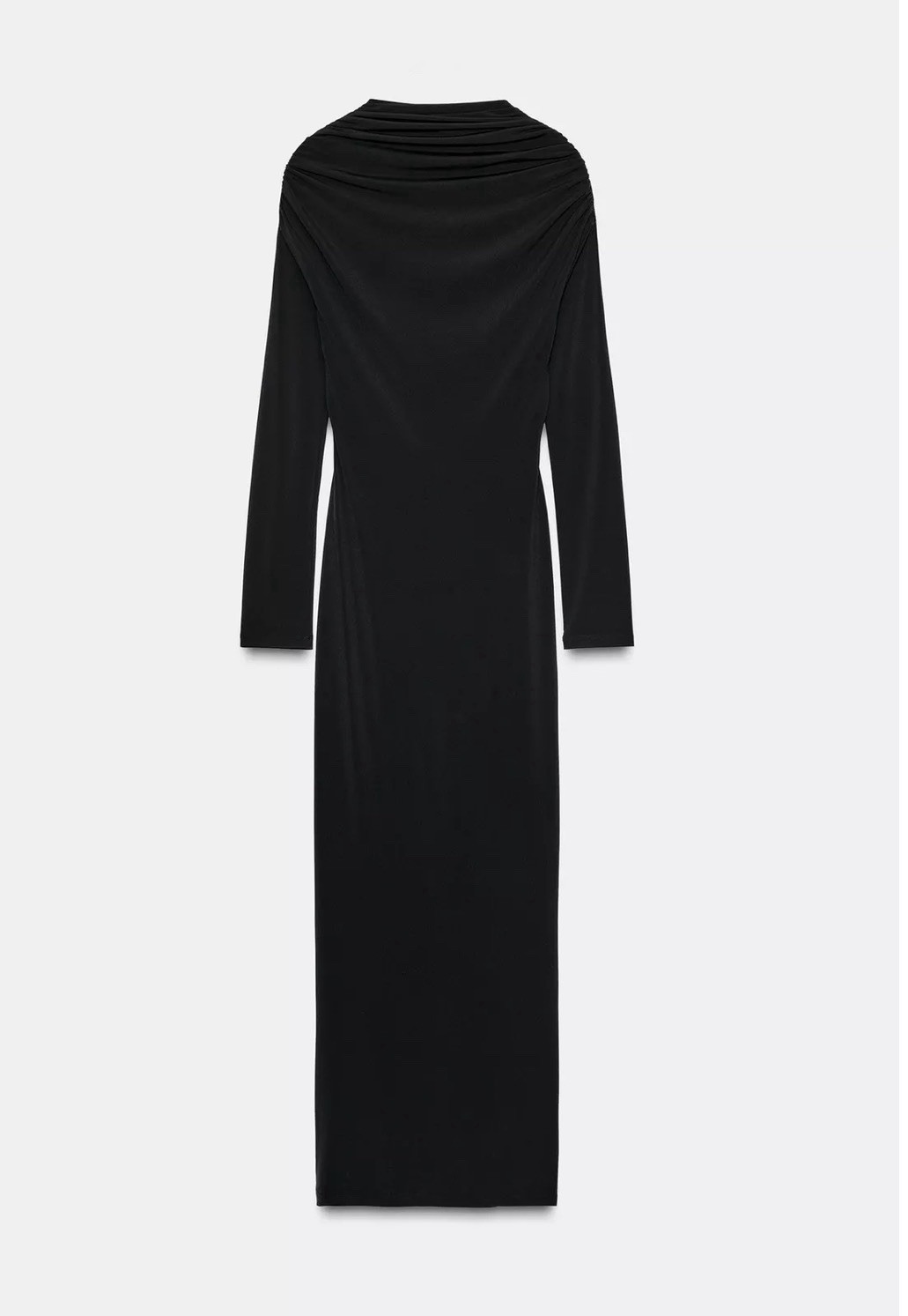 Zara Women's Draped Midi Dress Long sleeve With Jewel  Back Black Size Small NWT thumbnail 2