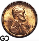1929-S Lincoln Cent Wheat Penny, Unc+ RB ** Gorgeous Lustrous Beauty!