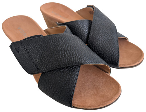 Vionic Leticia Womens Size 9.5 Black Criss Cross Flip Flop Slides Wedge Sandals