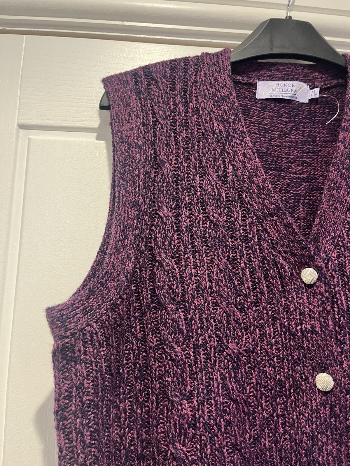 Honor Millburn Purple Knitted Vest Waistcoat V-Neck Pockets NWOT Size 14-16 image 5
