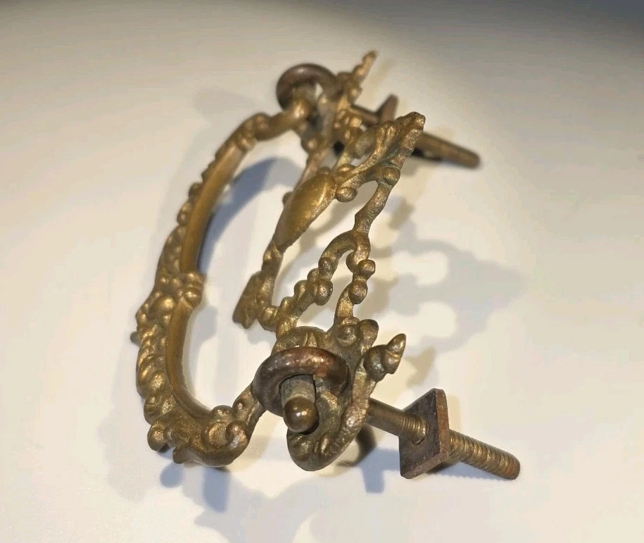 Drop Bail Pulls Drawer Hardware Cabinet Cupboard Handles Ornate Victorian - Image 3 of 4