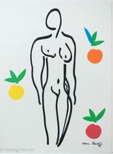 Beautiful Henri Matisse Lithograph Female Portrait with Orange, Hand Laid Paper