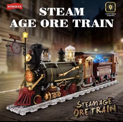 Steampunk Ore Train Building Brick Model Set w/ LED Lights 1402 Pieces