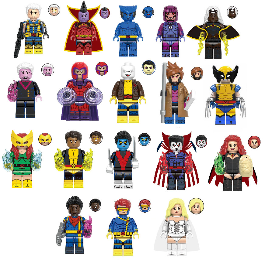 18PCS Superhero Building Block Minifigures Set Magneto Wolverine
