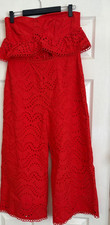 Topshop Womens Rouge Bandeau zip cotton lace midi jumpsuit UK Size 12 Brand New