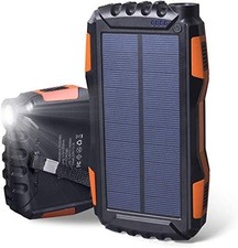 25000mAh Portable Solar Power Bank Dual USB Output Battery Bank with Strong LED