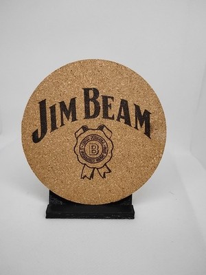 Jim Beam Laser Engraved Cork Coaster For Drinks 4 Inches Bar Tab Free Shipping! 