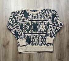 VINTAGE Nautica Thick Cotton Knit Pullover Sweater Size Large Multicolor Heavy