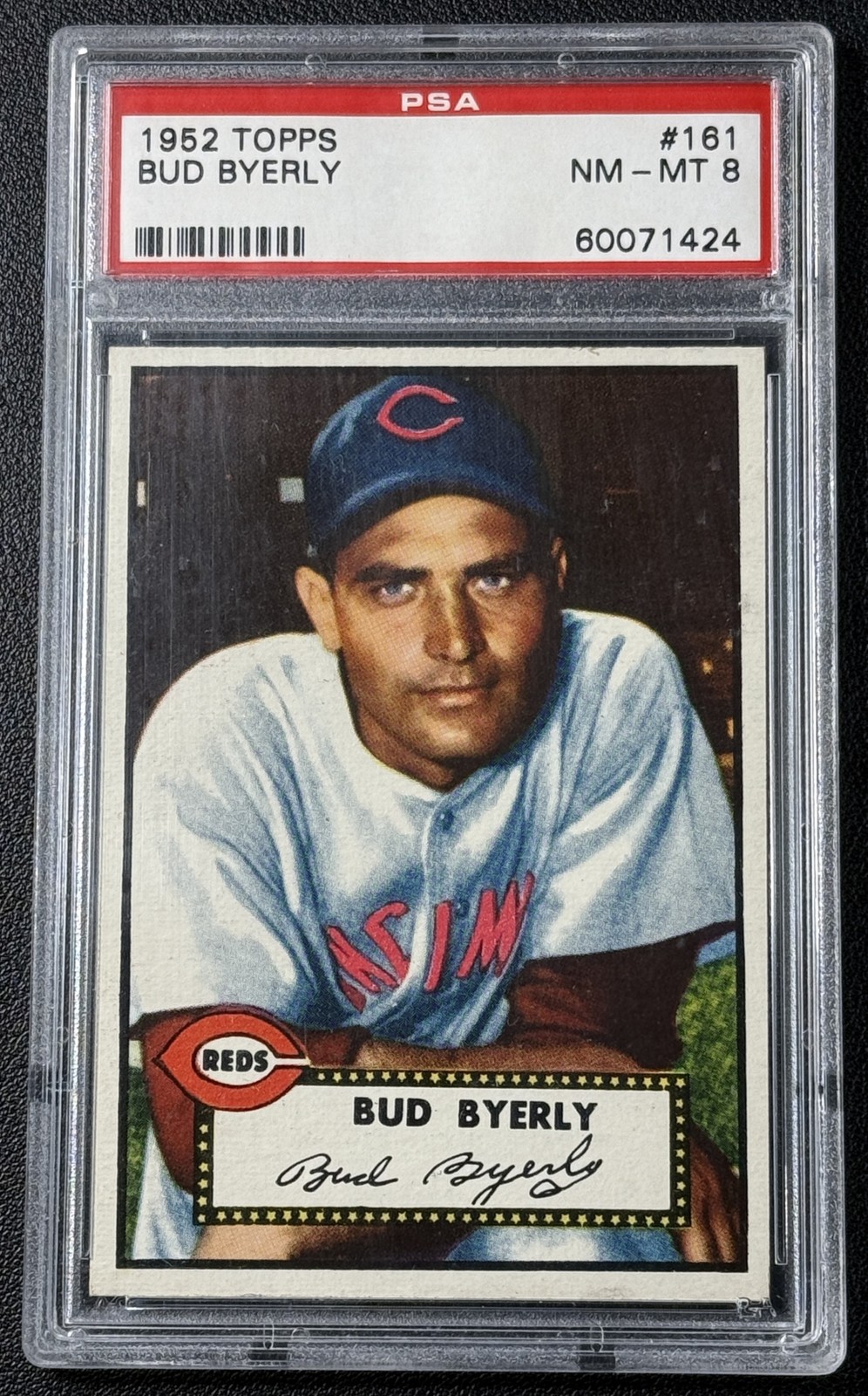 BUD ELDRED WILLIAM BYERLY PSA 8 1952 TOPPS BASEBALL #161 ROOKIE RC REDS LOW POP