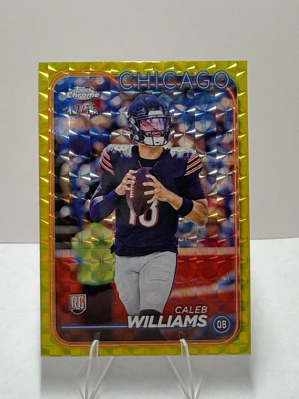 2024 Topps Chrome - Rookie Caleb Williams #202 Yellow Refractor /75 Bears RC