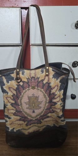 MYRA LEATHER COTTON OVERNIGHT DUFFLE BAG