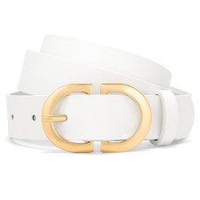 Women s Leather Belt for Jeans, Dresses Pants - Elegant Black Belt with Gol...