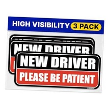 New Driver Car Magnet - Colorful, Reflective, Weather-Resistant - Red / Black