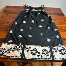 Zara Midi Dress Womens Size S Black Ecru Floral Strappy Ric Rac Trim