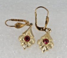 Neugablonz Dieter Knobloch: Paar Vintage Ohrringe mit Granaten (126483)