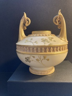 Antique Royal Worcester Urn Blush Ivory Porcelain 1256 Vase 1890s