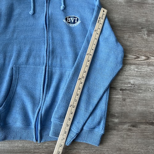 British Virgin Islands Knit Full Zip Hoodie Mens XLarge Blue - Picture 6 of 9