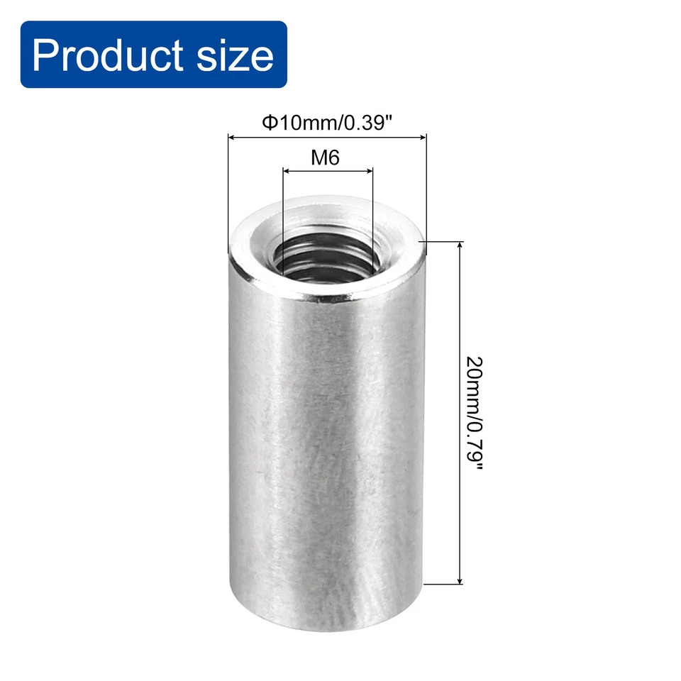 M6x10mmx20mm Weld on Bung Nut Threaded 201 Stainless Steel Insert Weldable 20pcs Foto 2 de 4